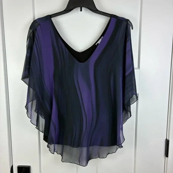 Studio 1940 Sheer Romantic Stylish Chiffon Purple Black Blouse Top Size 14/16 g - Picture 1 of 8